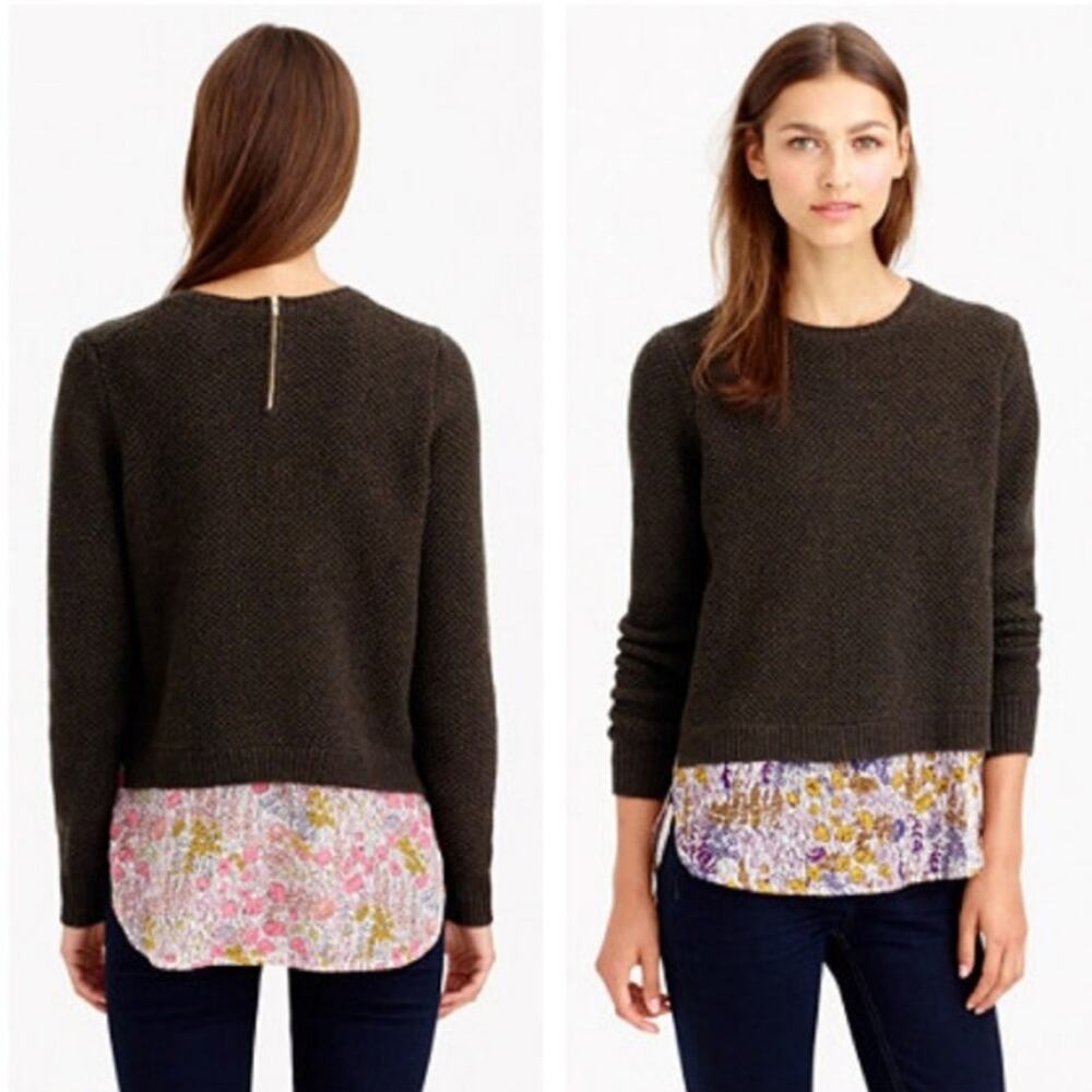 J.Crew Merino Shirttail Sweater in Liberty Print, size S